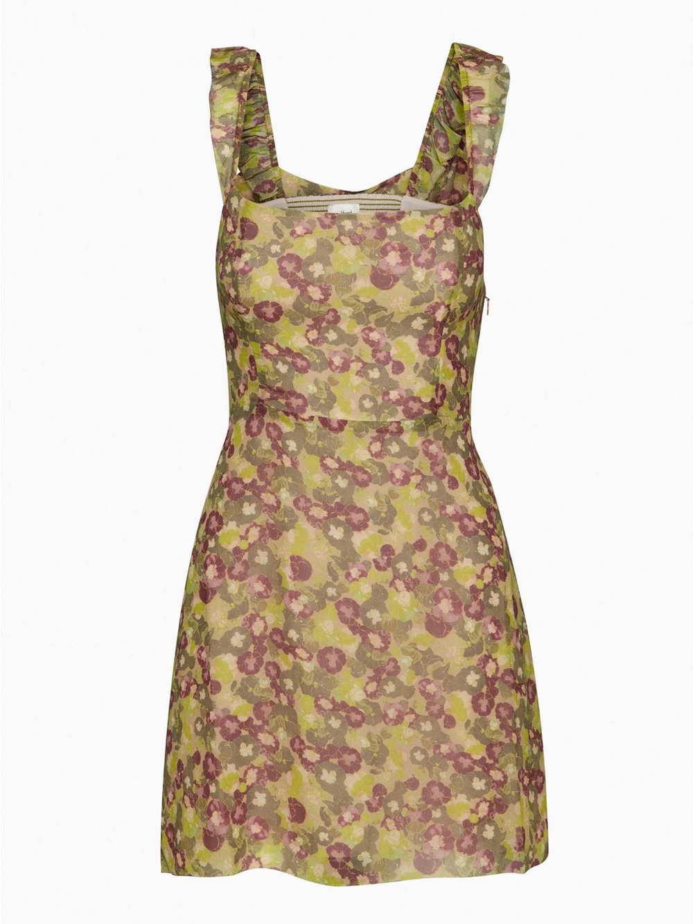 Aritzia Wilfred Fete Green Floral Chiffon Mini Dress - Size 10
